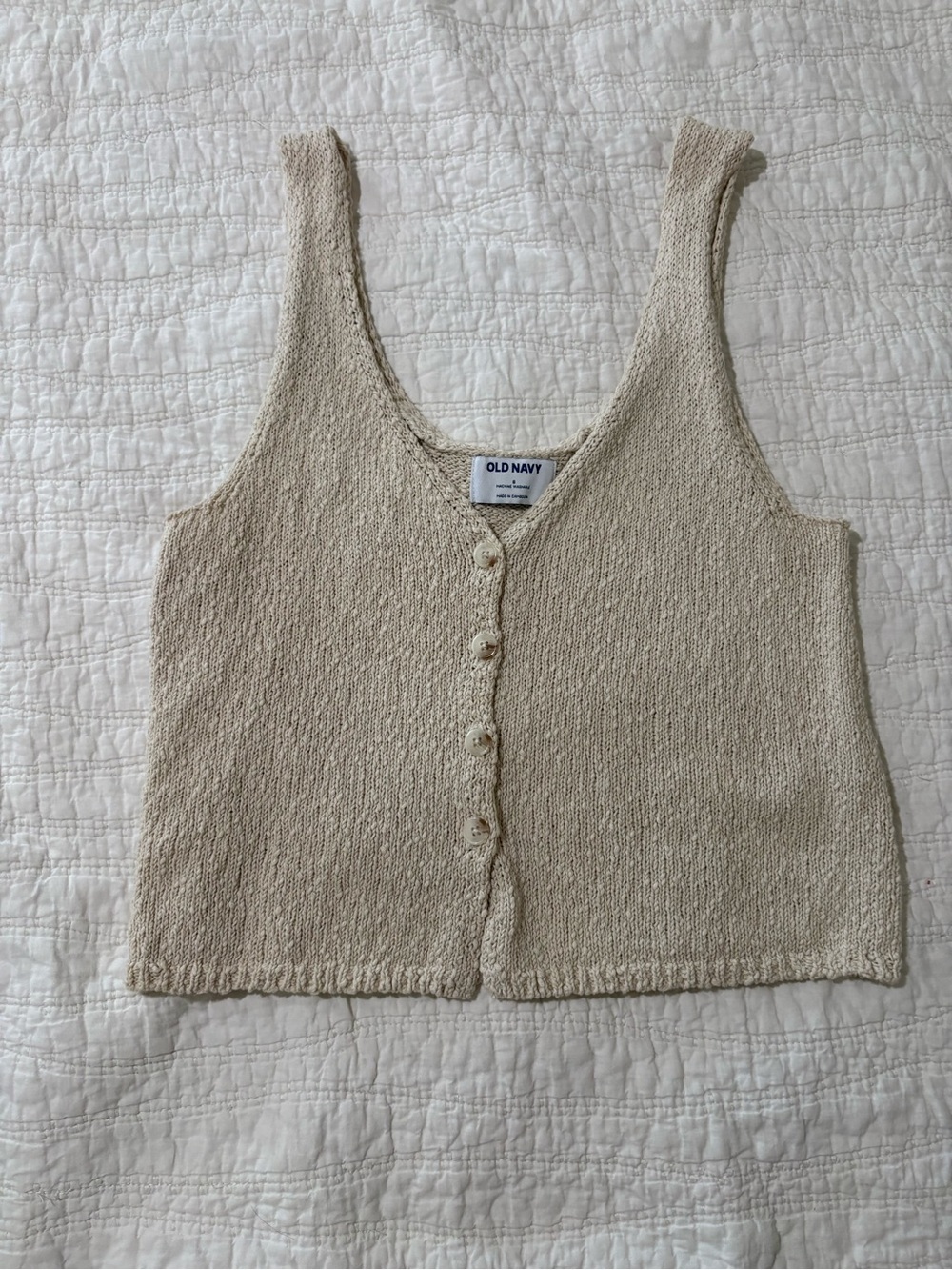 Old Navy Beige Knit Button-Front Tank